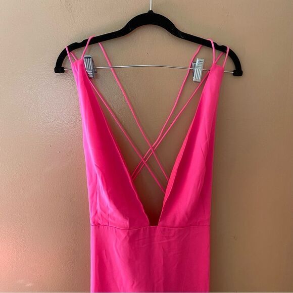 Superdown Lucinda Strappy Maxi Dress in Hot Pink strappy wedding party Revolve - Picture 8 of 12